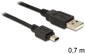 DeLOCK USB-A 2.0 auf USB 2.0 Mini-B Adapterkabel 5-polig, 0.7m (82396)