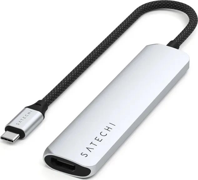 Satechi 6-in-1 Slim Multiport Adapter, silber, USB-C 3.1 [Stecker]