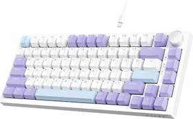 Ajazz AK820, White Purple, LEDs RGB, hot-swap, Ajazz Sea Salt, USB, US