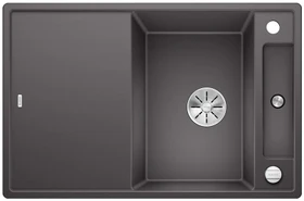 Blanco Axia III 45 S InFino Einbau Becken reversibel mit Ablauffernbedienung felsgrau inkl. Holzschneidebrett