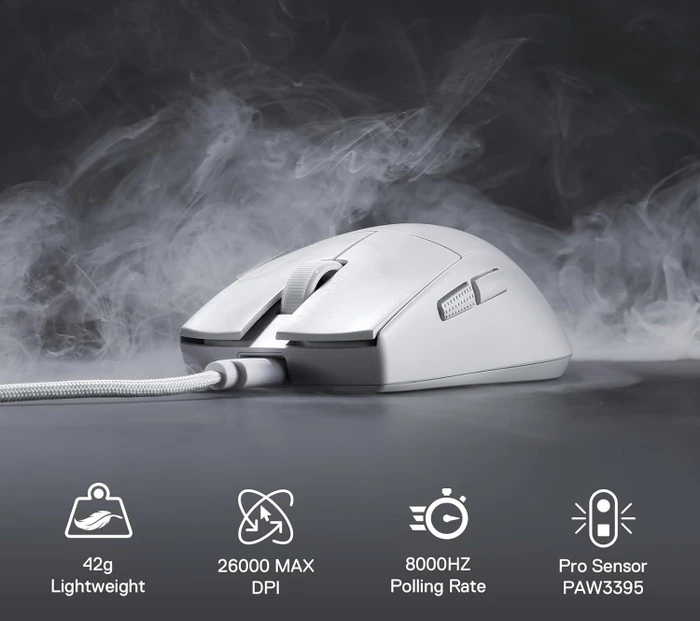 Redragon M996 K1NG 8K Ultra-Lightweight Wired Gaming Mouse weiß, USB