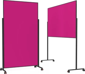 Magnetoplan Moderationstafel VarioPin, mobile Pinnwand mit pinken Filz, schwarz/rosa, 100x180cm