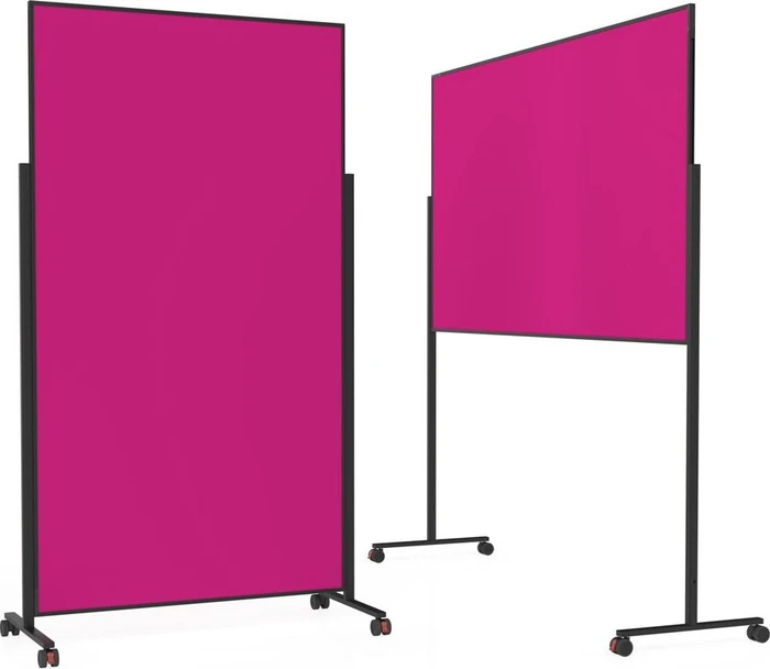 Magnetoplan Moderationstafel VarioPin, mobile Pinnwand mit pinken Filz, schwarz/rosa, 100x180cm