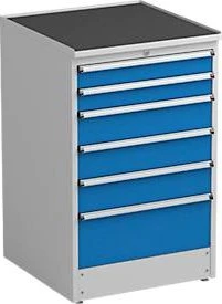 Treston Serie 70 Schubladenschrank, 6 Schubladen, lichtgrau/blau, Container