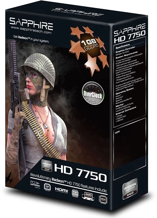 Sapphire Radeon HD 7750 OC, 1GB GDDR5, DVI, HDMI, DP, lite retail