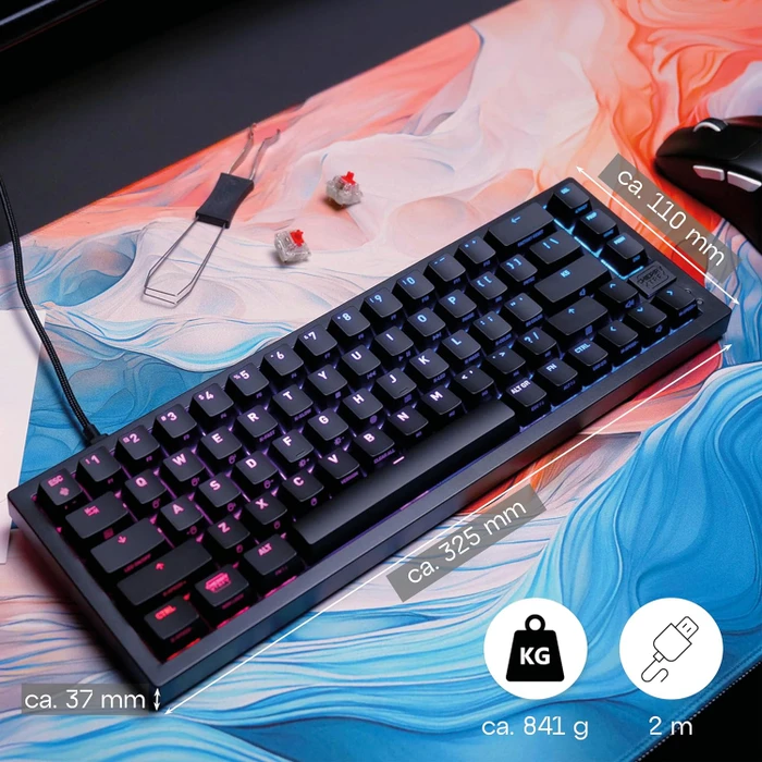 Cherry Xtrfy K5V2 Compact, Black, LEDs RGB, hot-swap, MX2A RGB RED, USB, US