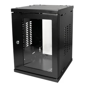 LogiLink 10" Wandgehäuse 8HE, montiert, Sicherheitsglastür, schwarz, 300mm tief