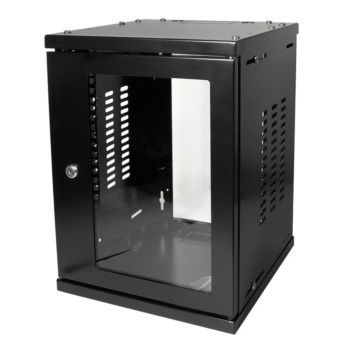 LogiLink 10" Wandgehäuse 8HE, montiert, Sicherheitsglastür, schwarz, 300mm tief