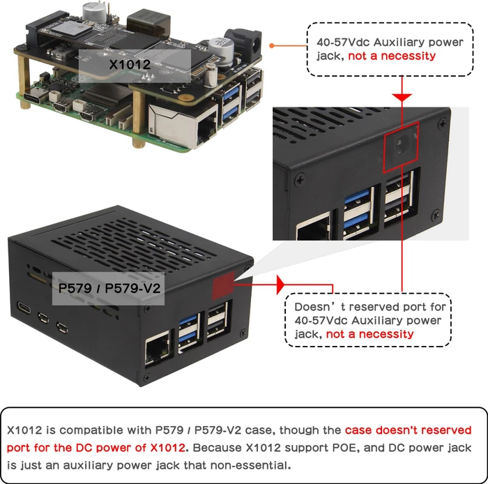 Geekworm X1012 PCIe auf M.2 Key-M NVMe+PoE Adapter-Board, M.2 M-Key 2230/2242/2260/2280 NVMe Slot für Raspberry Pi 5