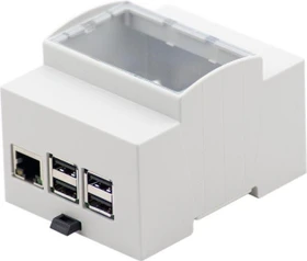 Hitaltech Hutschienen Gehäuse für Raspberry Pi 1 Modell B+/2 Modell B/3 Modell B/3 Modell B+, weiß/transparent