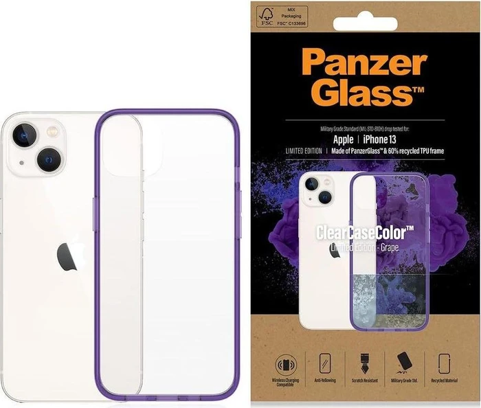 PanzerGlass Clear Case Color AntiBacterial für Apple iPhone 13 Grape Limited Edition