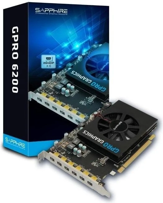Sapphire GPRO 6200, 4GB GDDR5, 6x mDP, lite retail