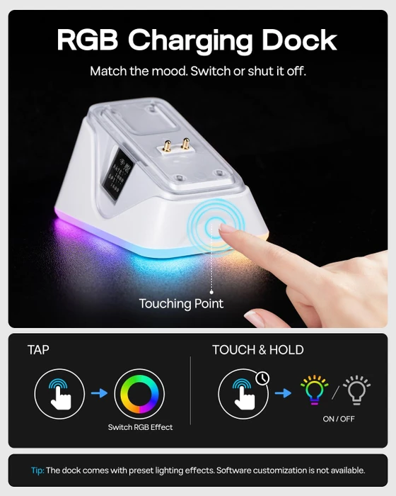 Epomaker Nex Lite Wireless Gaming Mouse mit Ladestation, weiß, USB/Bluetooth