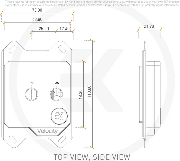 EK Water Blocks Quantum Line EK-Quantum Velocity D-RGB AMD, Nickel Frosted Acryl