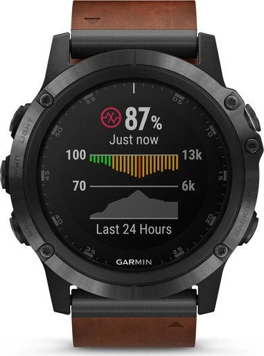 Garmin Fenix 5X Plus Sapphire grau mit Lederarmband