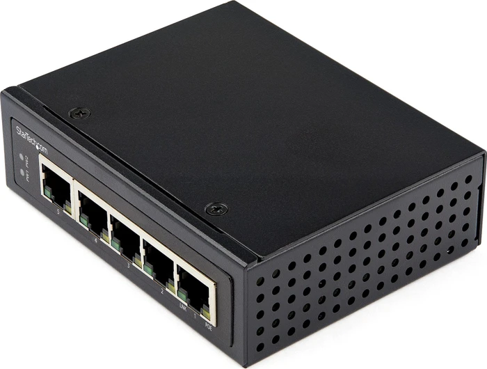 StarTech Industrial Railmount Gigabit Switch, 5x RJ-45, 120W PoE+