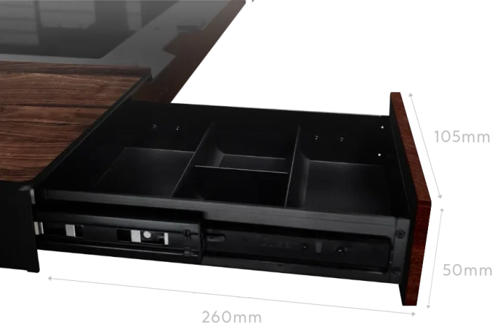 Lian Li DK07 Wood, schwarz/braun, Glasfenster