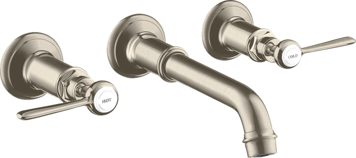 Hansgrohe Axor Montreux 3-Loch Waschtischarmatur für Wandmontage und Hebelgriffen brushed nickel