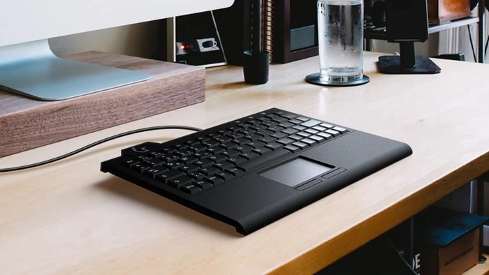 KeySonic KSK-3210ELU Super-Mini-USB Tastatur, schwarz, LEDs weiß, USB, UK