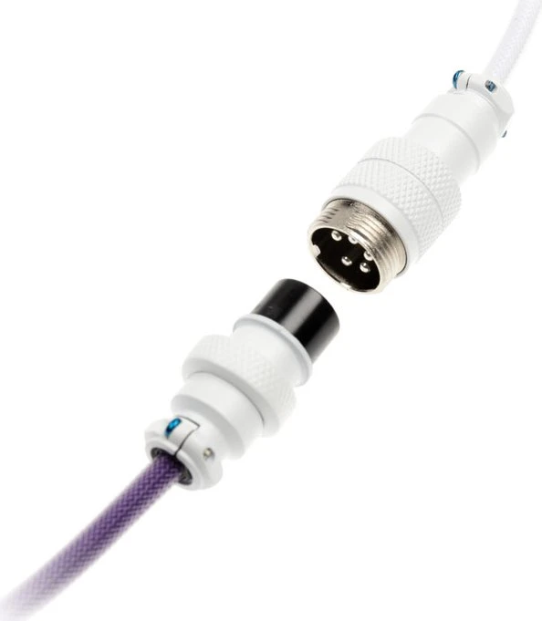 Ducky Premicord Spiralkabel USB-C auf USB-A, Tastaturkabel (Spiral-Textilkabel), 1.8m, violett/weiß
