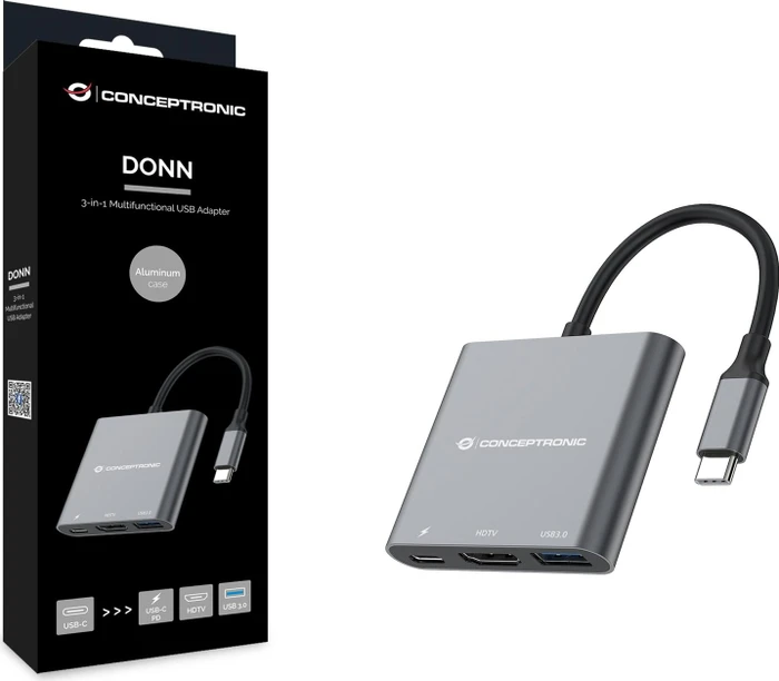 Conceptronic DONN01G 3-in-1 USB-C Adapter