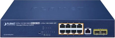 Planet GS-4210 Rackmount Gigabit Managed Switch, 8x RJ-45, 2x SFP, 180W PoE++
