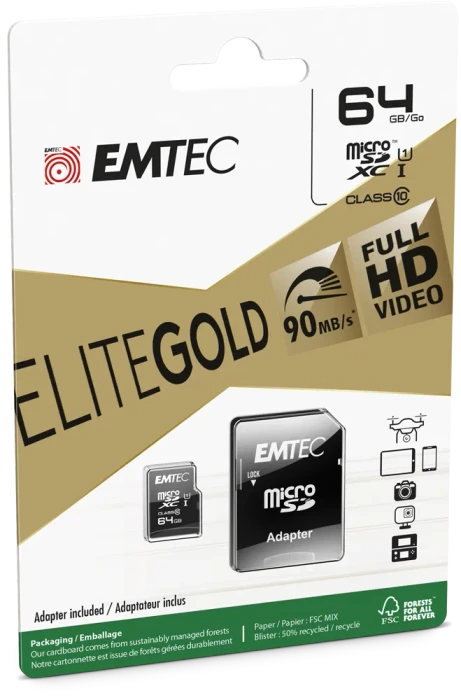 Emtec EliteGold R90/W20 64GB Kit, UHS-I U1, Class 10
