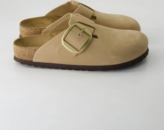 Birkenstock Boston Big Buckle Nubukleder sandcastle (Damen)