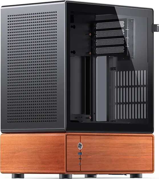 Jonsbo T7 Black, schwarz/braun, Glasfenster