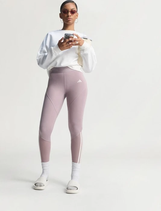adidas Hyperglam Full-Length Hose lang preloved fig/white (Damen)