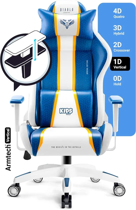 Diablo Chairs X-One 2.0 Normal Gamingstuhl, Aqua Blue, blau/weiß