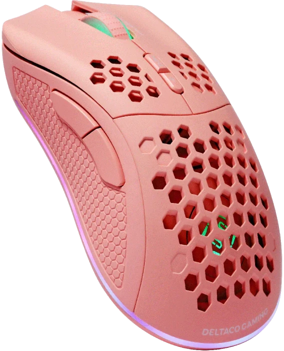 Deltaco PM80 Wireless Lightweight Gaming Mouse pink, USB/Bluetooth