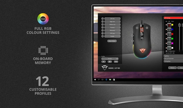 Trust Gaming GXT 900 Kudos RGB Gaming Mouse, schwarz, USB