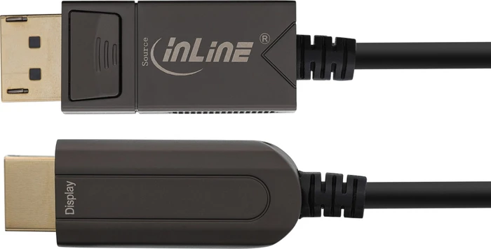 InLine DisplayPort 1.2/HDMI Adapterkabel mit Glasfaser AOC 4k/60Hz schwarz, 15m
