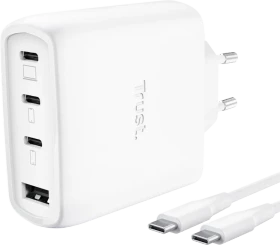 Trust Maxo GaN-USB-Tischladegerät mit 65W und 4 Anschlüssen weiß