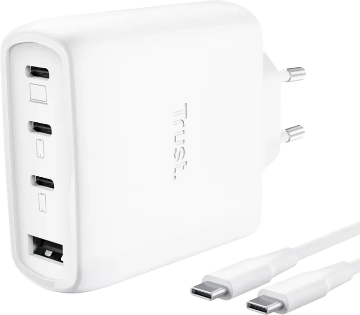 Trust Maxo GaN-USB-Tischladegerät mit 65W und 4 Anschlüssen weiß