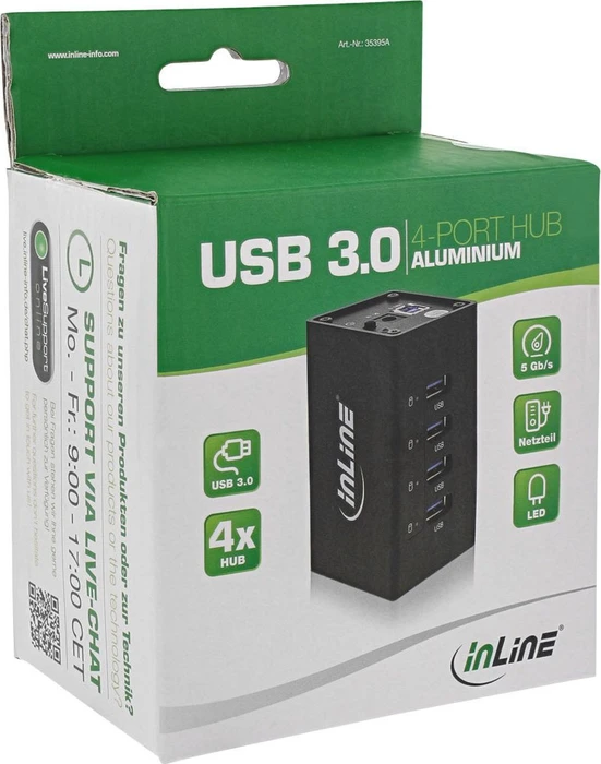 InLine USB-Hub, 4x USB-A 3.0, USB-B 3.0 [Buchse]