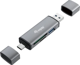 Equip Dual-Slot-Cardreader with 1 Port USB 3.0 Hub, USB 3.0 [Stecker, Multi] (245460)