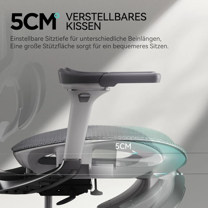 Hbada E3 Pro Ergonomischer Bürostuhl mit Fußstütze, grau/weiß