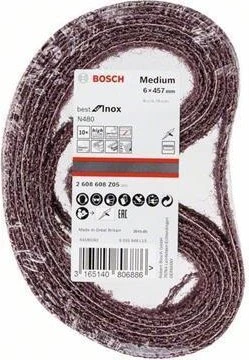 Bosch Professional N480 Best for Inox Schleifband mittel, 6x457mm, 10 Stück
