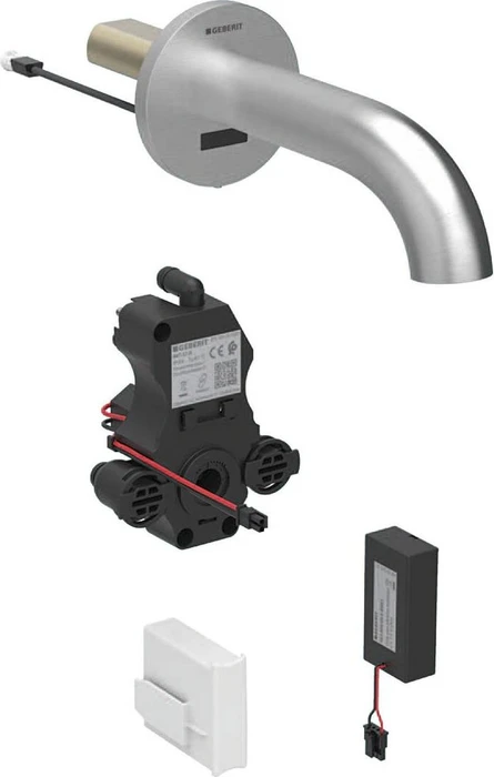 Geberit Piave Waschtischarmatur mit Batteriebetrieb 17cm für UP-Funktionsbox edelstahloptik gebürstet easy-to-clean-beschichtet