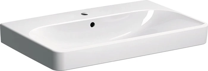 Geberit Smyle Square Waschtisch 75cm, Hahnloch mittig, mit Überlauf, weiß