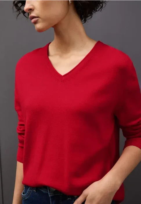 Street One Kuscheliger V-Neck Pullover racing red (Damen)