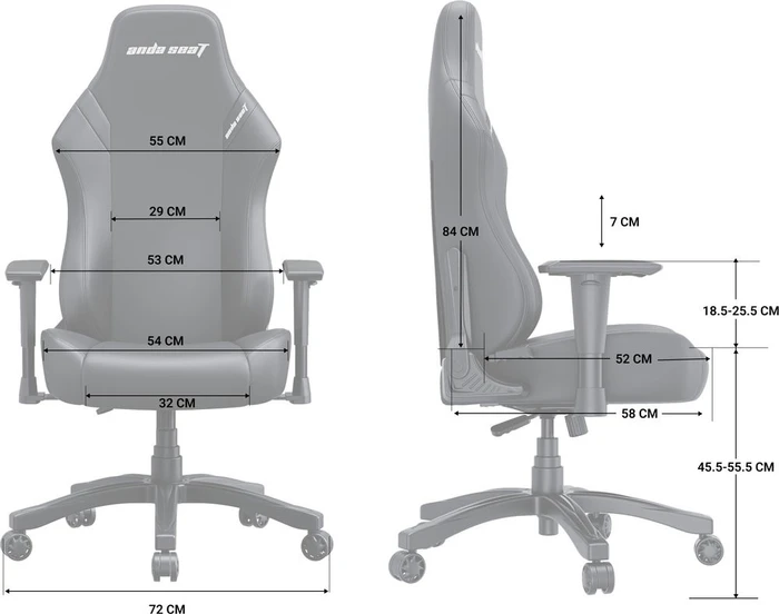 Anda Seat Luna Premium Stoff Gamingstuhl, schwarz