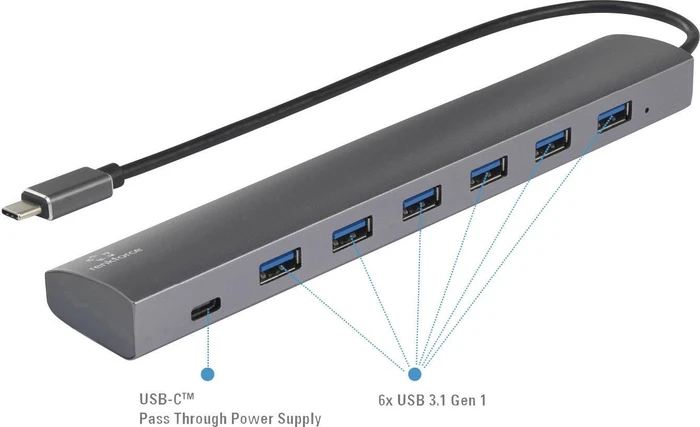 Renkforce 6+1-Port USB-Hub, USB-C 3.0 [Stecker]