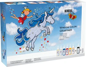 Kreul Window Color Set Glitzerwelt Malfarbe, 6 Farben, 80ml