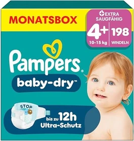 Pampers Baby-Dry Gr.4+ Einwegwindel, 10-15kg, 198 Stück