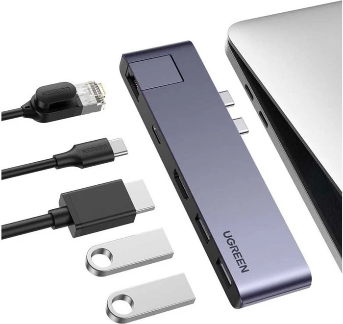 Ugreen 5-in-1 USB-C Hub for MacBook, 2x USB-C 3.1 [Stecker]