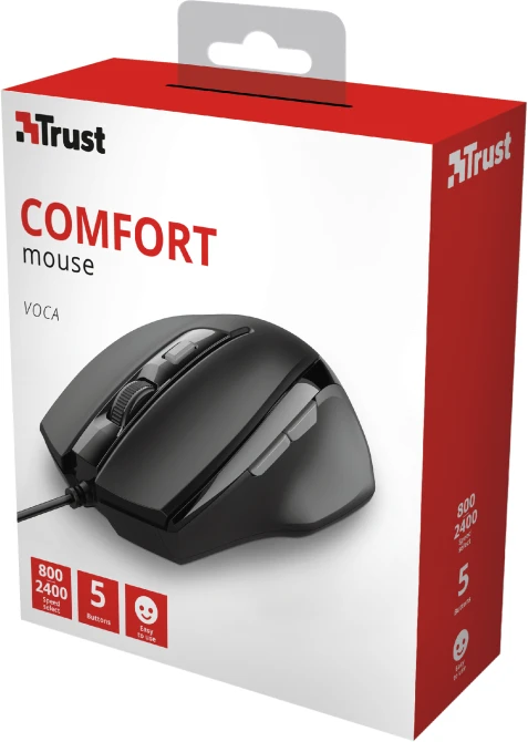 Trust Voca Comfort Mouse schwarz, USB