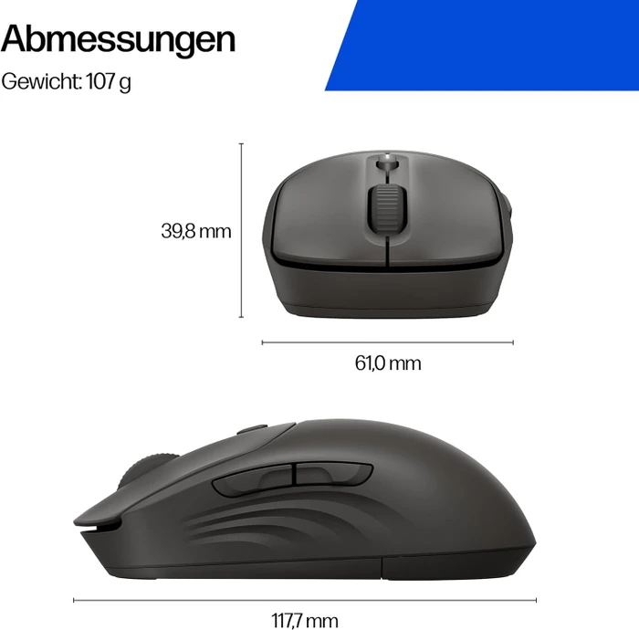 HP 405 Quiet Wireless Mouse, schwarz, USB/Bluetooth